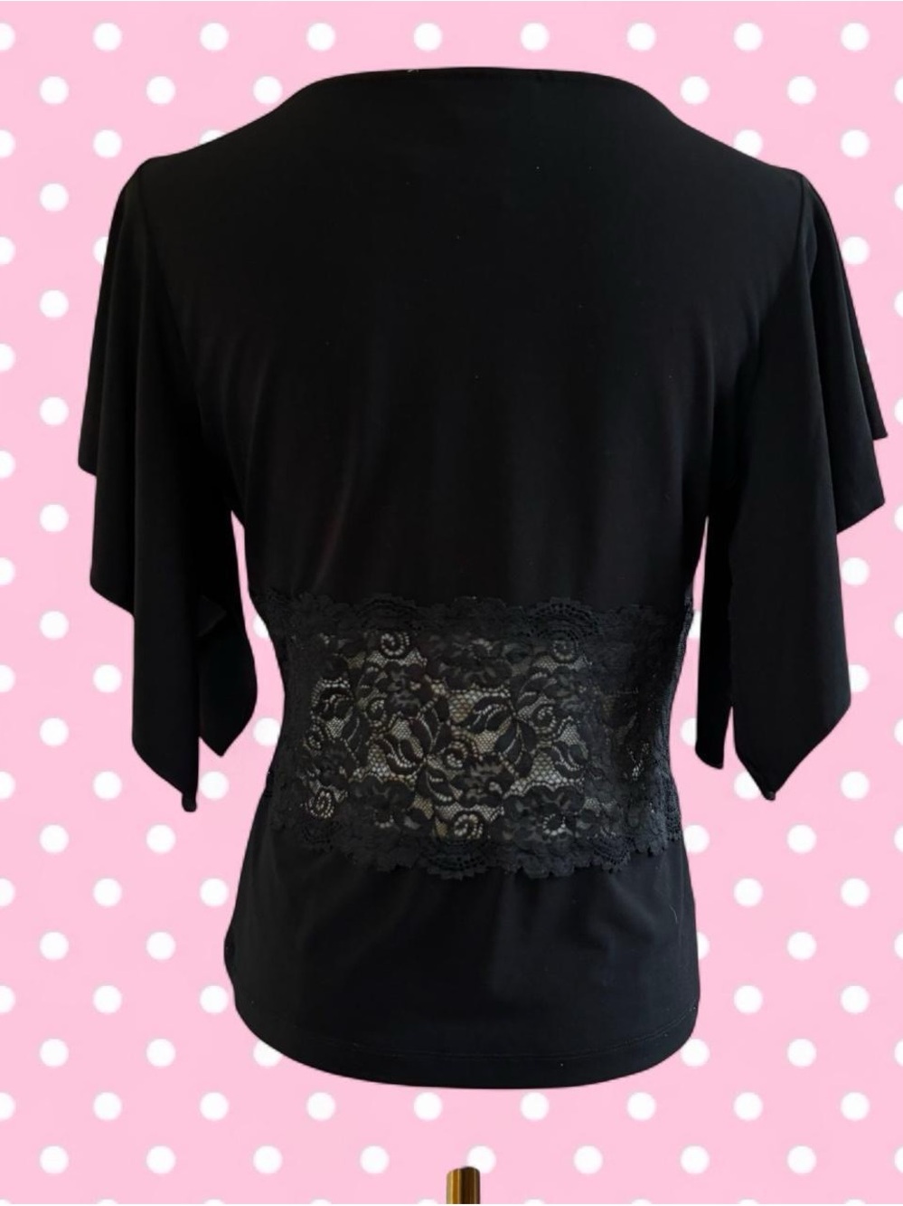 Express Black V-Neck Lace Waist Women's Top - Picture 3 of 6
